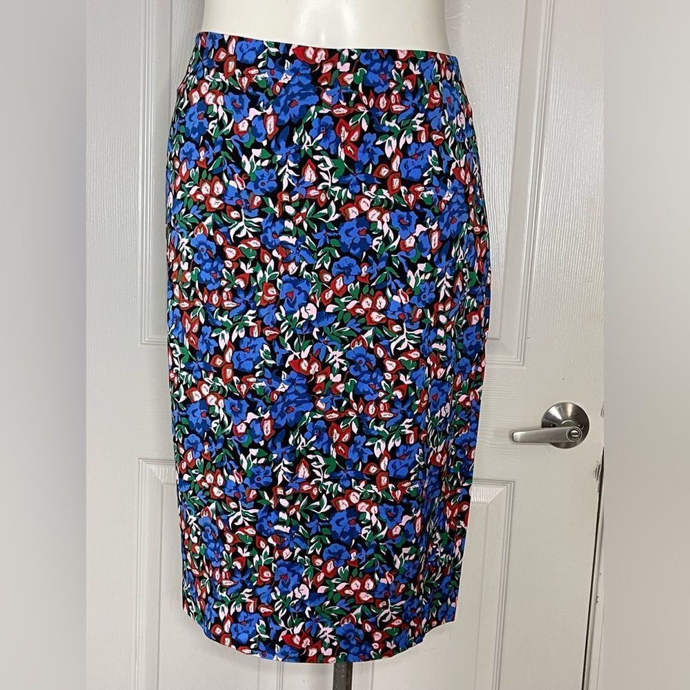 Diane Von Furstenberg Floral Pencil Skirt - Blue and Red